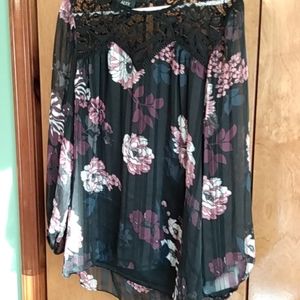 Black flowered blouse
